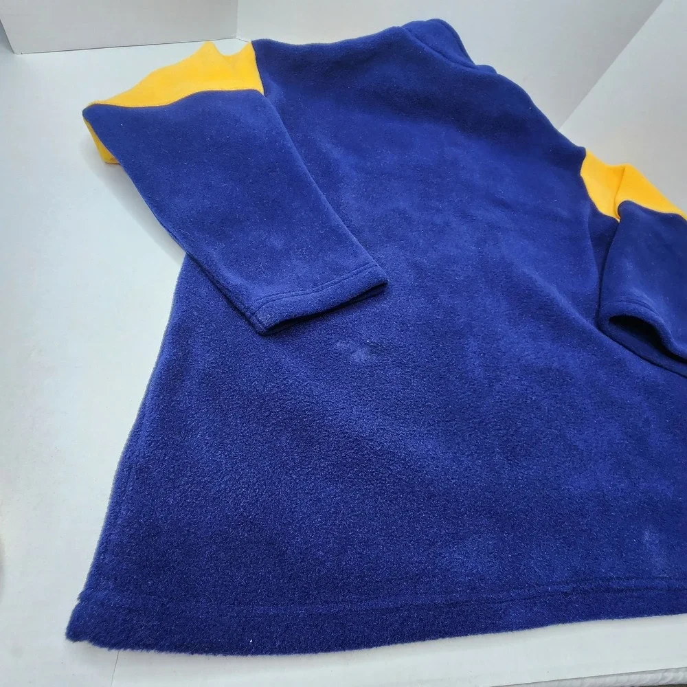 Montreal Canada Vintage 1/4 Zip Sweater Fleece Size LRG Blue Yellow Made In CAN